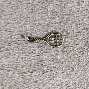 VTG Silver Tennis Racquet Charm for Necklace or Charm Bracelet